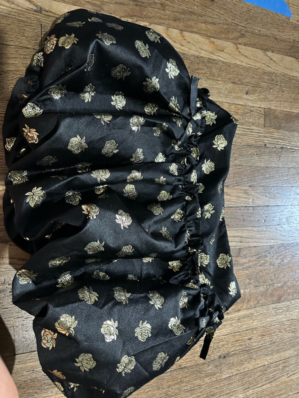 Crewcuts Satin Bubble Skirt with Gold Rose Print
